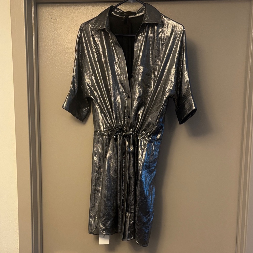 BCBG Max Azria Metallic Silver Dress